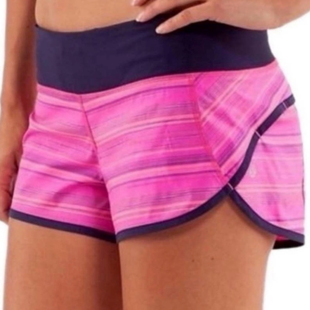 Lululemon Women’s Speed Shorts Pow Pink Elevation Stripe Size 8